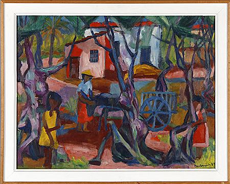 Eselskarren vor südlichen Häusern, 1957