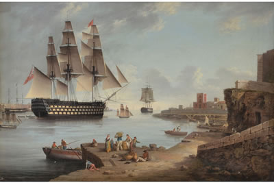 HMS Caledonia in Mahon; HMS Caledonia Leaving Mahon (2)