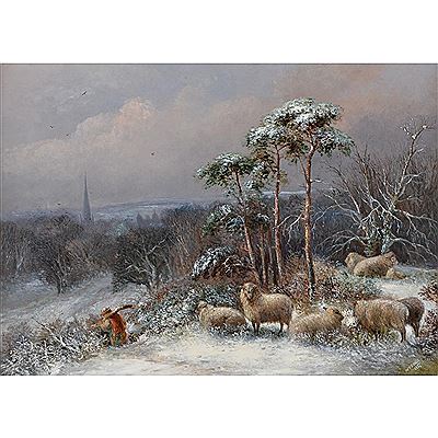 Gathering wood in the snow