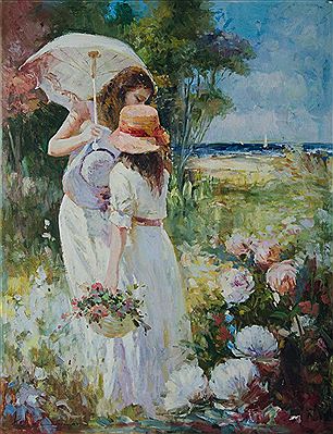 'Mother snd Daughter on a Day for Sailing, but Today It's Picking Flowers'