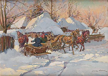 Landscape with sleighs