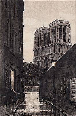 Paris nocturne. View on Notre Dame Cathedral