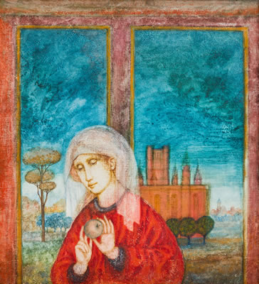 Woman holding apple