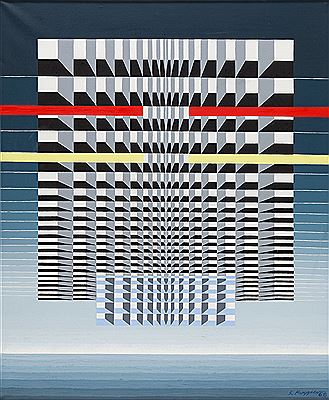 Sample artwork by Stefan Krygier (1923 - 1997), known for painting and sculpture, exploring geometric and biomorphic motifs - View similar artists and auction records