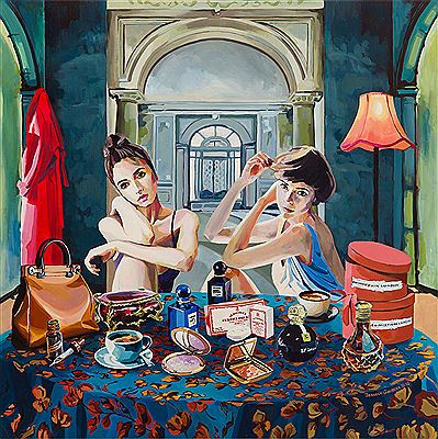 Sample artwork by Izabela Galazka (Born 1984), known for fashion design, genre and figure paintings of contemporary women - View similar artists and auction records