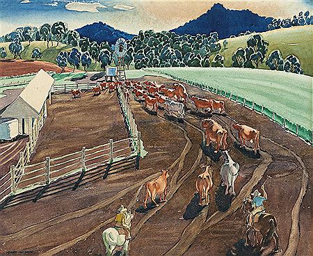BRINGING IN THE COWS, c.1928 by Kenneth Macqueen - Auction record, sale price, and art valuation. Compare with similar artists and explore comparable artworks.