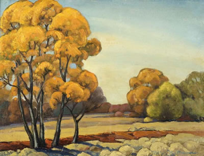 Yellow Trees by Polly Johnston Hoffman - Auction record, sale price, and art valuation. Compare with similar artists and explore comparable artworks.