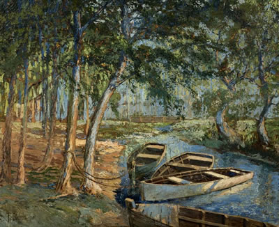 "Boats on Dixon's Branch, White Rock Lake" by Franz Strahalm - Auction record, sale price, and art valuation. Compare with similar artists and explore comparable artworks.