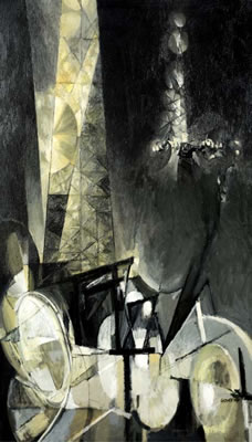 "Winter Night, Derrick in the Snow"