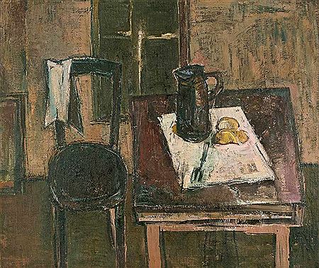 Still life with pitcher and lemons