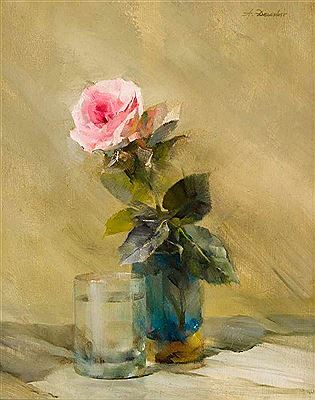 Still life with rose and water glass