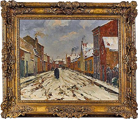 Verschneite Strassenpartie by Jules Ribeaucourt - Auction record, sale price, and art valuation. Compare with similar artists and explore comparable artworks.