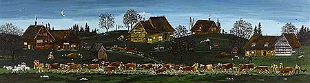 Alpabzug im Mondschein