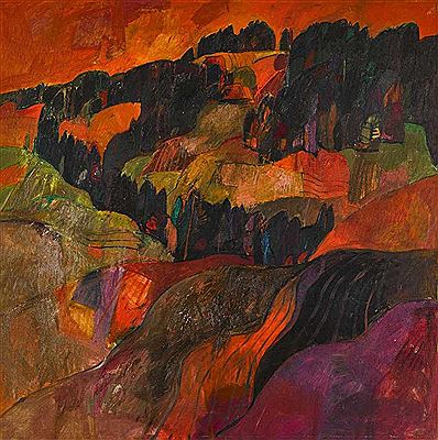 Sample artwork by Hugo Wetli (1916 - 1972), known for abstract figurative and urban scene painting, drawing, graphic art, animation - View similar artists and auction records