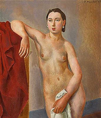 Nu accoudé, à la draperie rouge