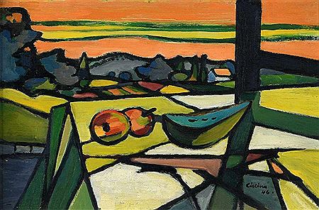 Nature morte avec paysage d'été