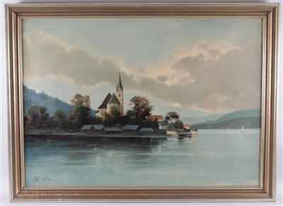 Blick auf Maria Wörth by Reinhart Schinzel - Auction record, sale price, and art valuation. Compare with similar artists and explore comparable artworks.