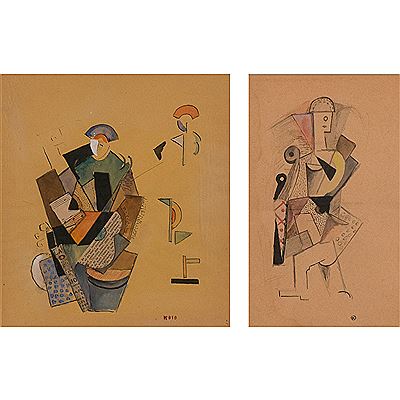 (i) Composition (Figure with Guitar) ; (ii) Composition (Figure)