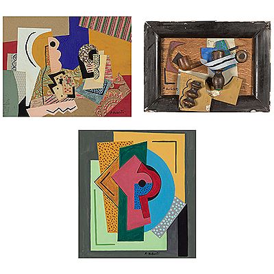 Sample artwork by Antonio Huberti (1907 - 2000), known for collage, cubist painting, mixed media - View similar artists and auction records