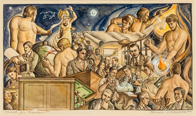 Mural for Freedom (Study for Men's City Club, Cleveland, Ohio), 1942 by Elmer Brown - Auction record, sale price, and art valuation. Compare with similar artists and explore comparable artworks.