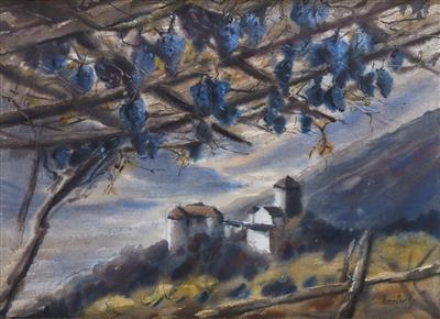 Sample artwork by Gottfried (Go de Go son of Gottfried) Moroder Jr (1921 - 2016), known for large scale watercolor landscapes and rural genre scenes - View similar artists and auction records