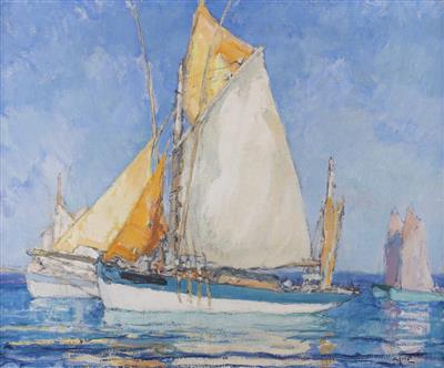 Segelboote vor Douarnenez by Georges Gobo - Auction record, sale price, and art valuation. Compare with similar artists and explore comparable artworks.
