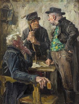 Drei Männer in einer Auseinandersetzung über einen Rechtsfall, möglicherweise Schulden by Hans Best - Auction record, sale price, and art valuation. Compare with similar artists and explore comparable artworks.