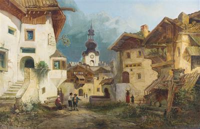 Im Dorfzentrum von Pfunds in Tirol mit Personenstaffage by Georg Schonreither - Auction record, sale price, and art valuation. Compare with similar artists and explore comparable artworks.