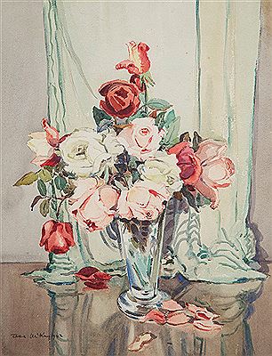 Still Life with Vase of Roses by Jean McKay - Auction record, sale price, and art valuation. Compare with similar artists and explore comparable artworks.