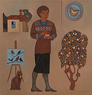 A Woman Sketching AD 1965 by Rita Angus - Auction record, sale price, and art valuation. Compare with similar artists and explore comparable artworks.