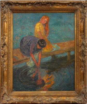 WOMEN AND GIRL ON DOCK by Roy Gamble - Auction record, sale price, and art valuation. Compare with similar artists and explore comparable artworks.