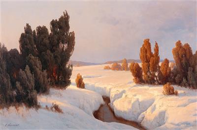 Sonnige Winterlandschaft by Carl Kenzler - Auction record, sale price, and art valuation. Compare with similar artists and explore comparable artworks.
