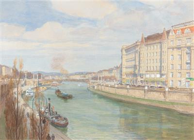 A view over the Danube canal in Vienna by Ferdinand Kruis - Auction record, sale price, and art valuation. Compare with similar artists and explore comparable artworks.