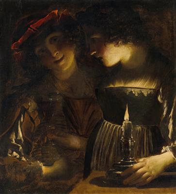Two lovers by candlelight