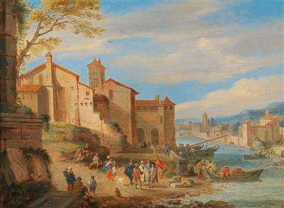 The port of Ripa Grande in Rome with merchants conversing by Pieter & Adriaen Fransz Bout & Boudewyns - Auction record, sale price, and art valuation. Compare with similar artists and explore comparable artworks.