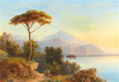 Vesuvius by Naples; Hunter by the Lake (2) by Bernard Muhlig - Auction record, sale price, and art valuation. Compare with similar artists and explore comparable artworks.