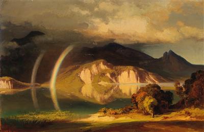 Kochelsee. Torsäule in the Light with Rainbow by August Loffler - Auction record, sale price, and art valuation. Compare with similar artists and explore comparable artworks.