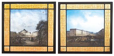 Ansicht von Schloss Stupinigi bei Turin, im Vordergrund Zirkusszene mit einem Elefanten, verso betitelt "Schloss Stupinigi in Piemont", Die Piazza Vittorio Veneto in Turin mit dem Ponte Vittorio Emanuele I, Staffage und einem Boot, 2 Tafeln aus einer Türe by Carl Geyling - Auction record, sale price, and art valuation. Compare with similar artists and explore comparable artworks.