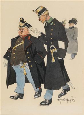 Ein kleiner Dicker und ein großer Dünner in Uniform