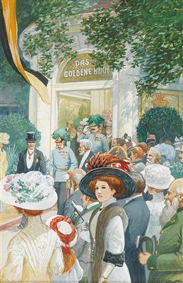Kaiser Franz Joseph besucht die Ausstellung des Malers Franz Witt