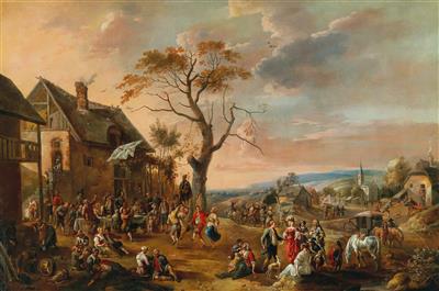 A village scene (kermis) with dancing peasants