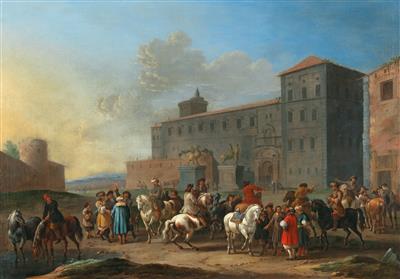A horse market at the Piazza del Quirinale, Rome by Simon Johannes Douw - Auction record, sale price, and art valuation. Compare with similar artists and explore comparable artworks.
