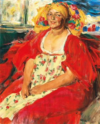 A young farmer in a flowery frock