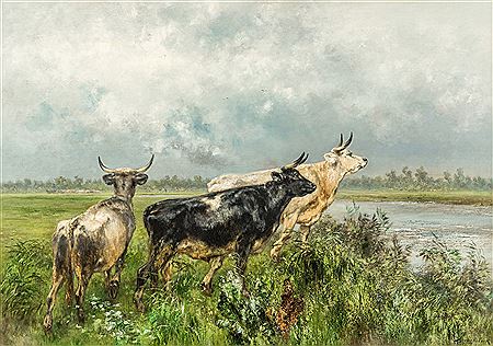 Sample artwork by Xavier De Cock (1818 - 1896), known for landscape, rural genre painting - View similar artists and auction records