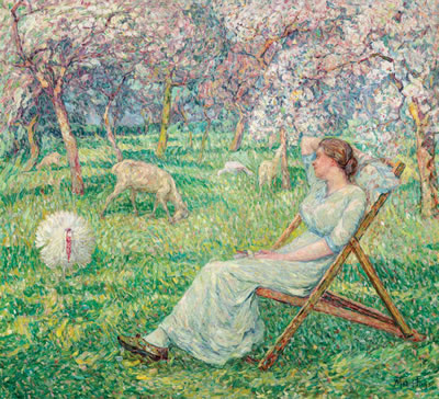 Au printemps by Modeste Huys - Auction record, sale price, and art valuation. Compare with similar artists and explore comparable artworks.