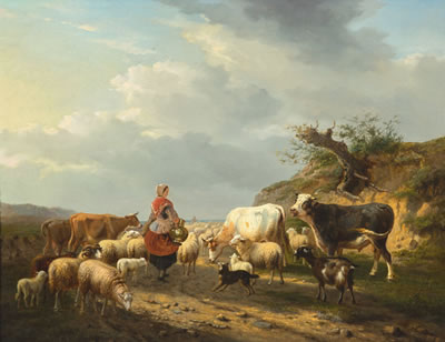 Sample artwork by Laurent De Beul (1821 - 1872), known for landscape, rural genre painting - View similar artists and auction records