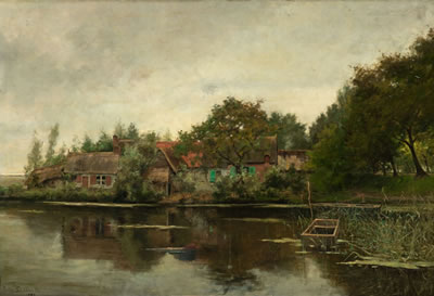 Sample artwork by Pieter Stobbaerts (1865 - 1948), known for realist landscape and interior painting - View similar artists and auction records