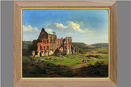 "Animated landscape with view of a ruin"