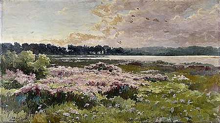 Paysage aux bruyères