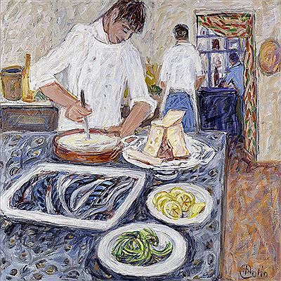 In the kitchen at Leon de Lyon, 2001-2002